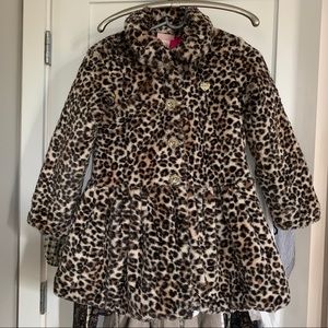 Juicy Couture faux fur leopard coat age 8/10 Euc